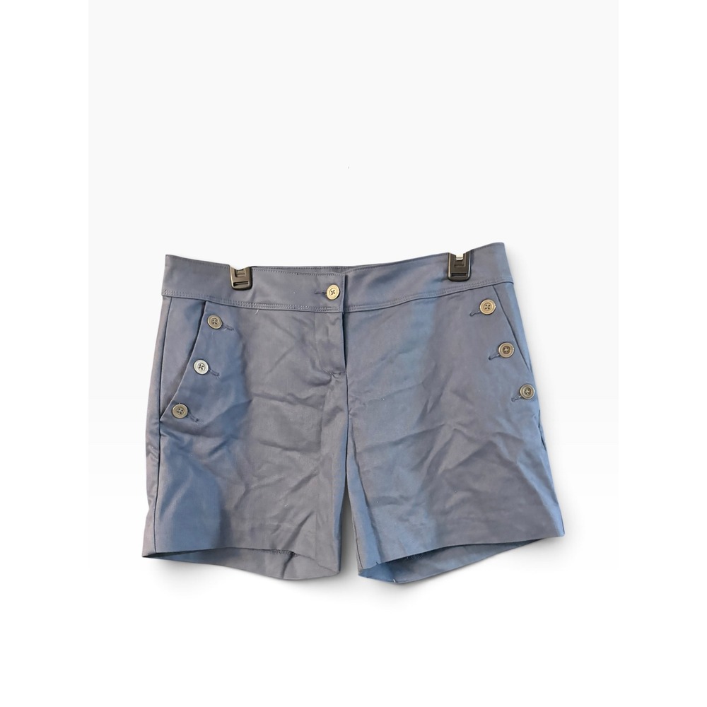Isaac Mizrahi New York Blue Sailor Button Shorts Womens Size 8 Nautical Mid Rise